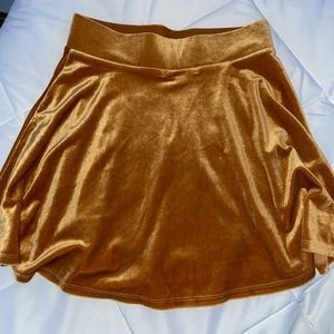 Gold velvet miniskirt